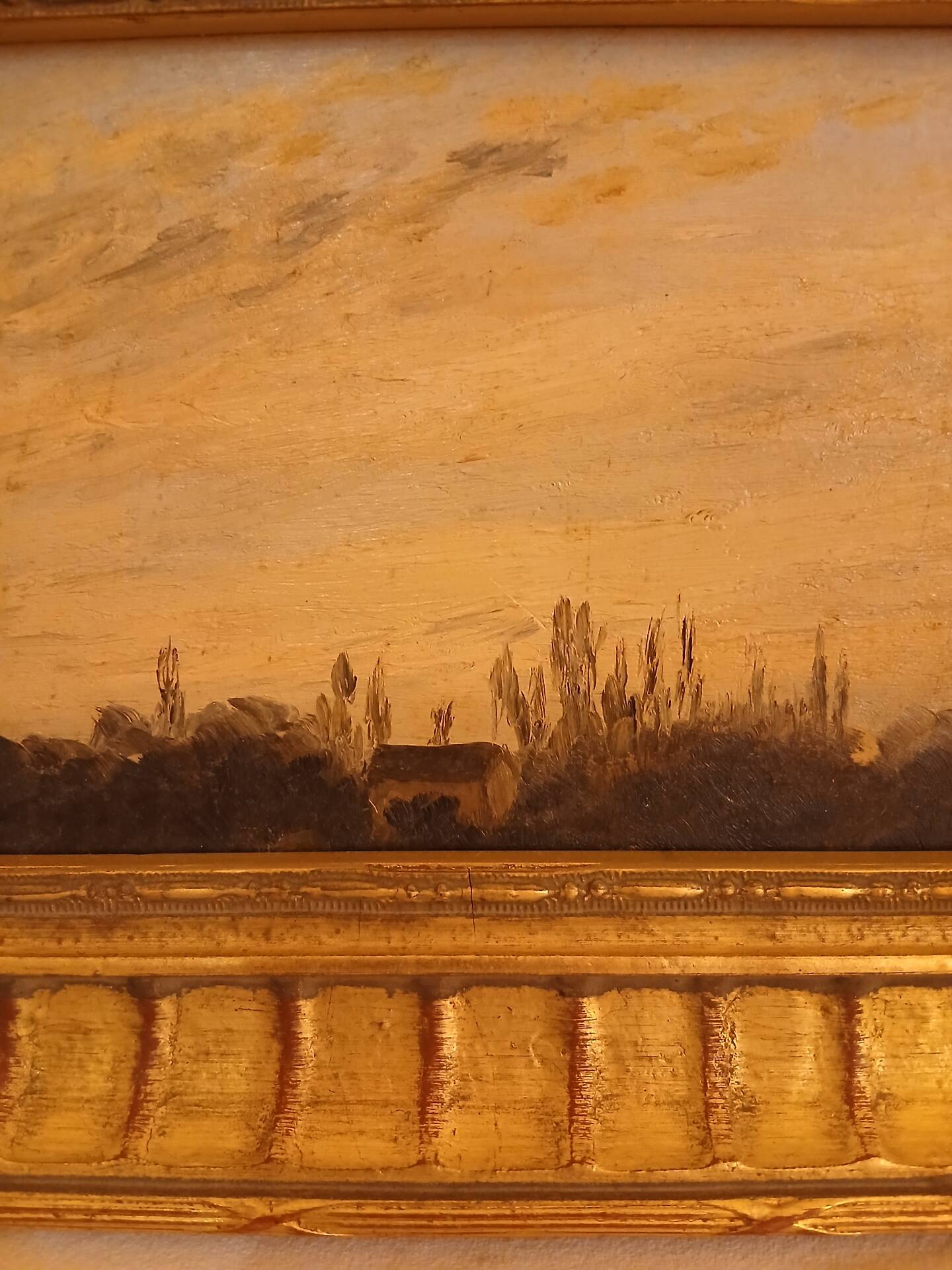 Painting table school of Barbizon France late 19th century