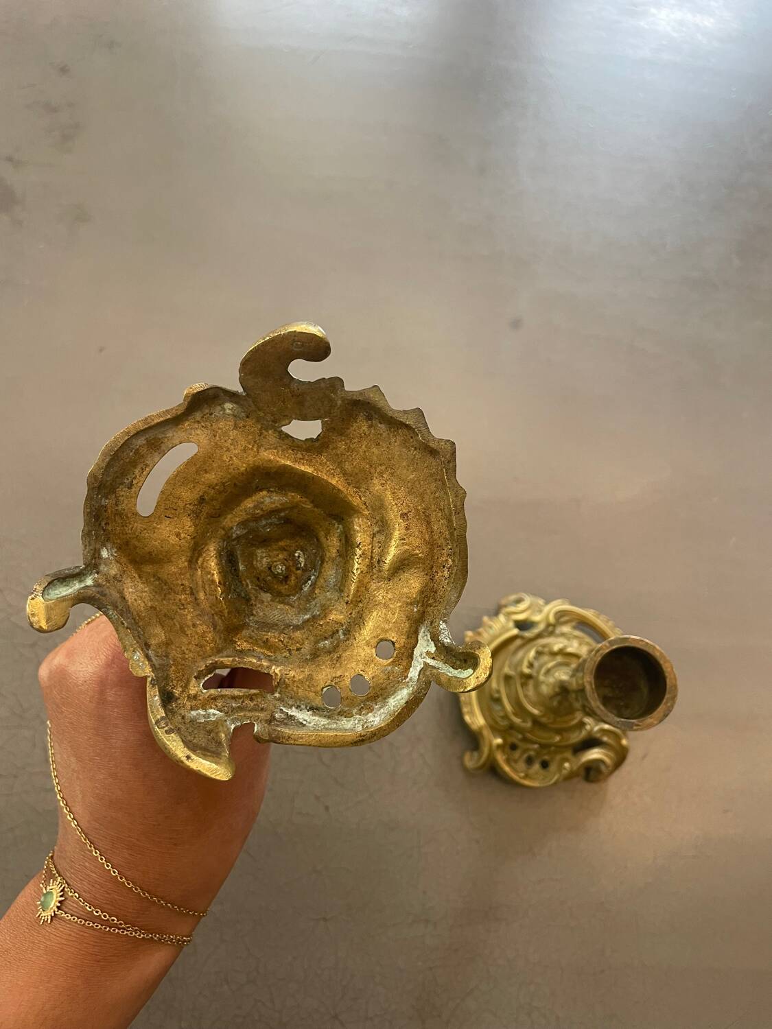 Pair of Louis XV style gilt bronze candlesticks