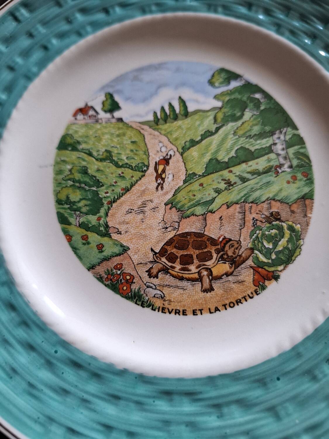 Vintage dessert service Les fables de la Fontaine
