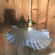 Vintage suspension lamp in pleated opaline