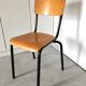 Vintage beech school chair and black steel foot
