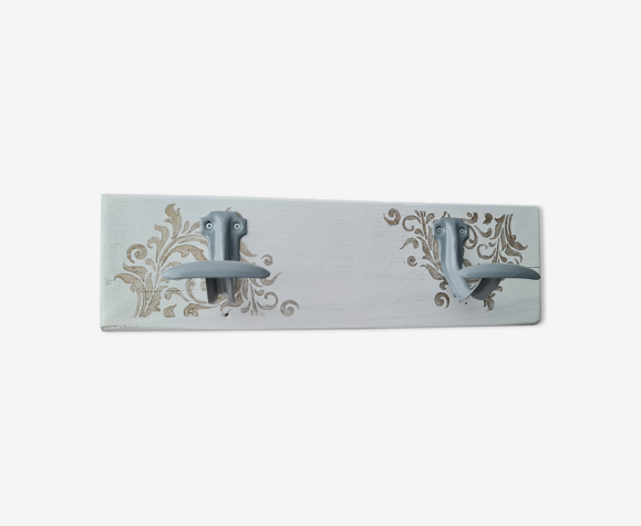 Porte manteaux double blanc et doré