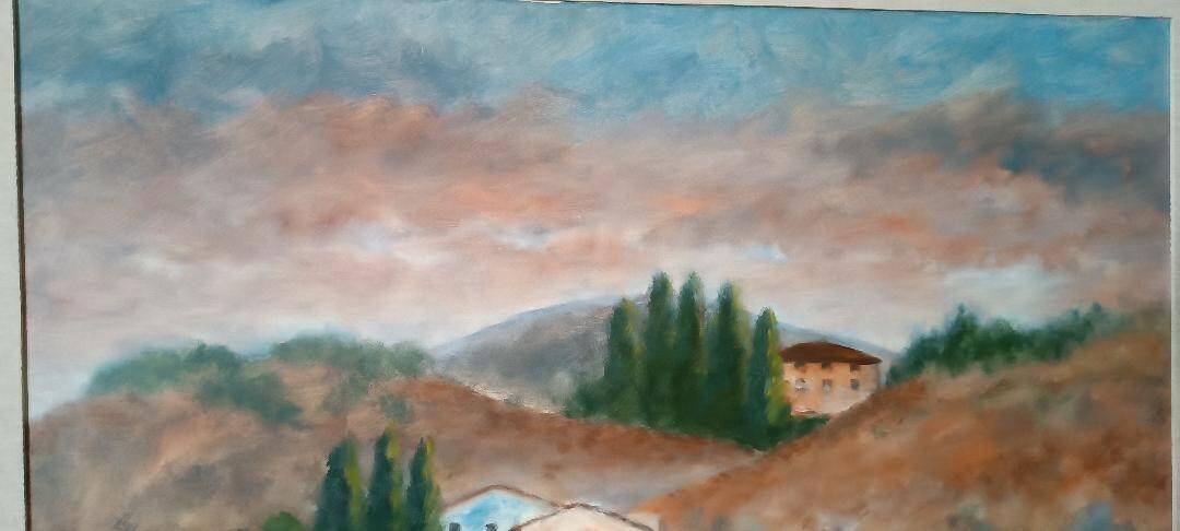 Large oil on canvas Marino Scardigli (1921-2005) - Tuscan landscape 124x94 cm