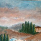 Large oil on canvas Marino Scardigli (1921-2005) - Tuscan landscape 124x94 cm