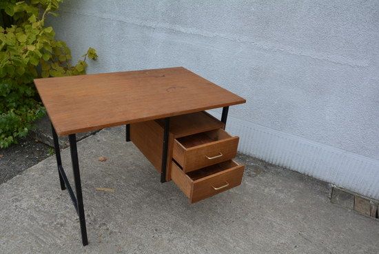 Bureau en bois et métal des années 60