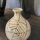 Vase ball ceramic vintage spider pattern signed mid century