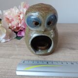 Pyrite Stoneware Owl Candle Holder, Vintage Pottery Owl Fragrance Burner