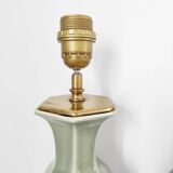 Two celadon-colored ceramic lamp bases