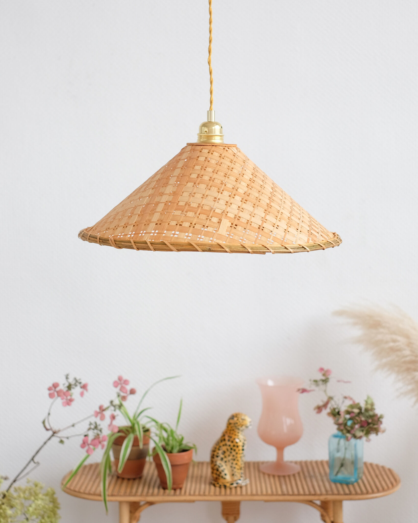 Vintage wicker pendant lamp