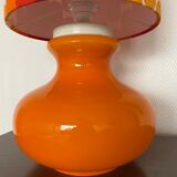 Camaieu table lamp - orange opaline and vintage fabric
