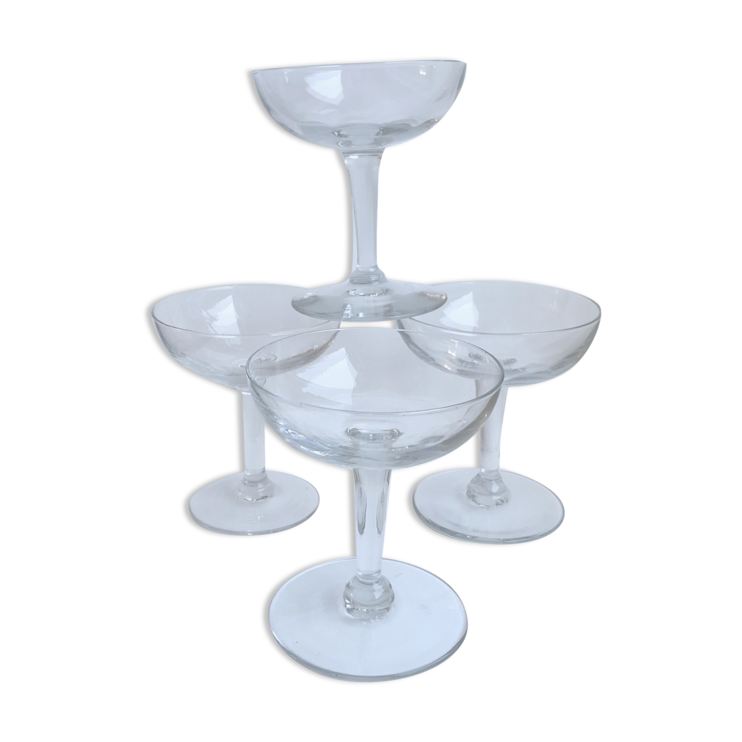Set of 4 crystal champagne glasses 30s