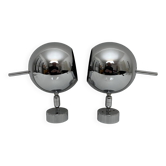 Paire d'appliques en métal chrome type Eyeball vintage space age