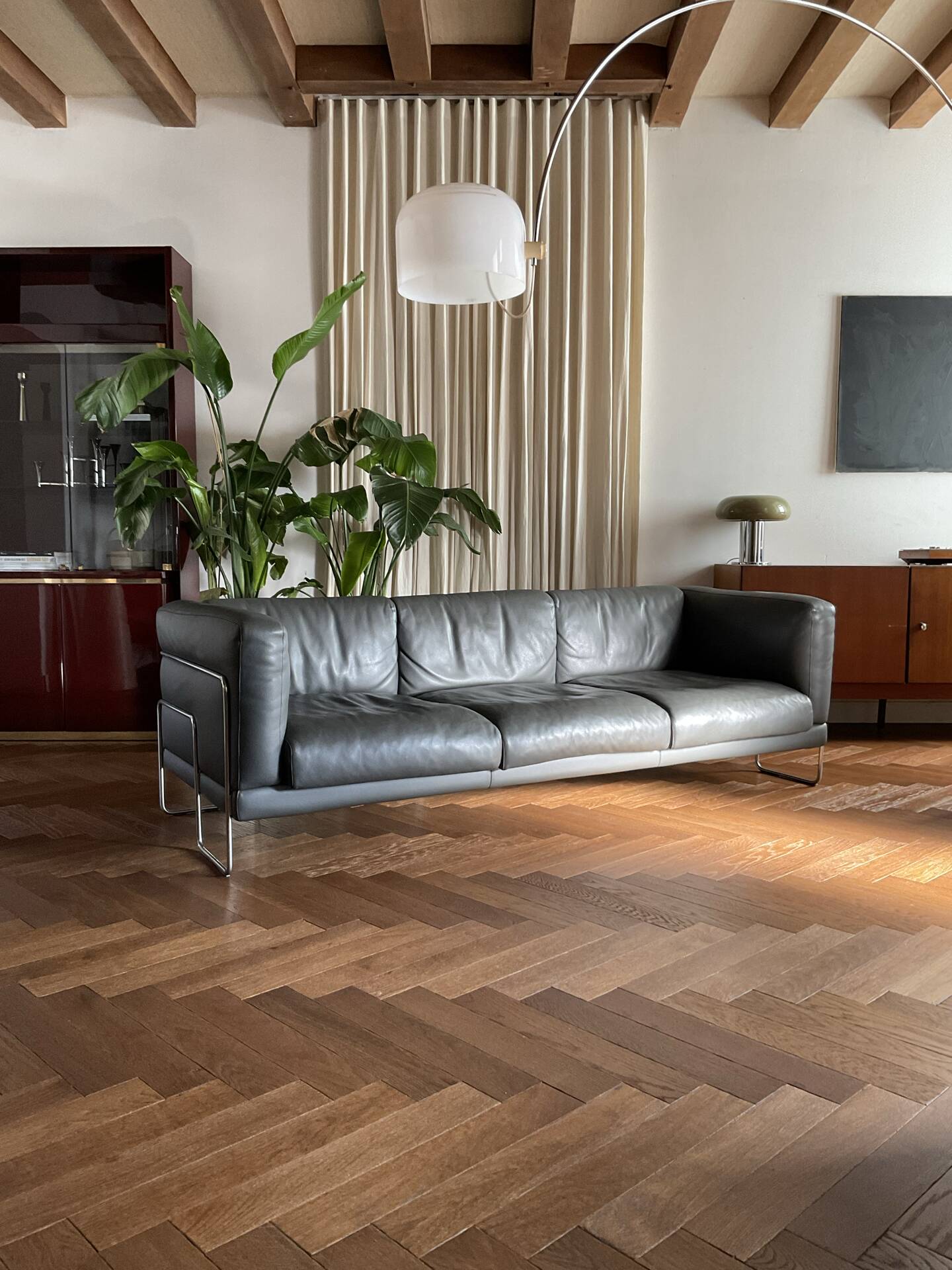 3-seater leather sofa Pen Club by Kwok Hoï Chan Steiner