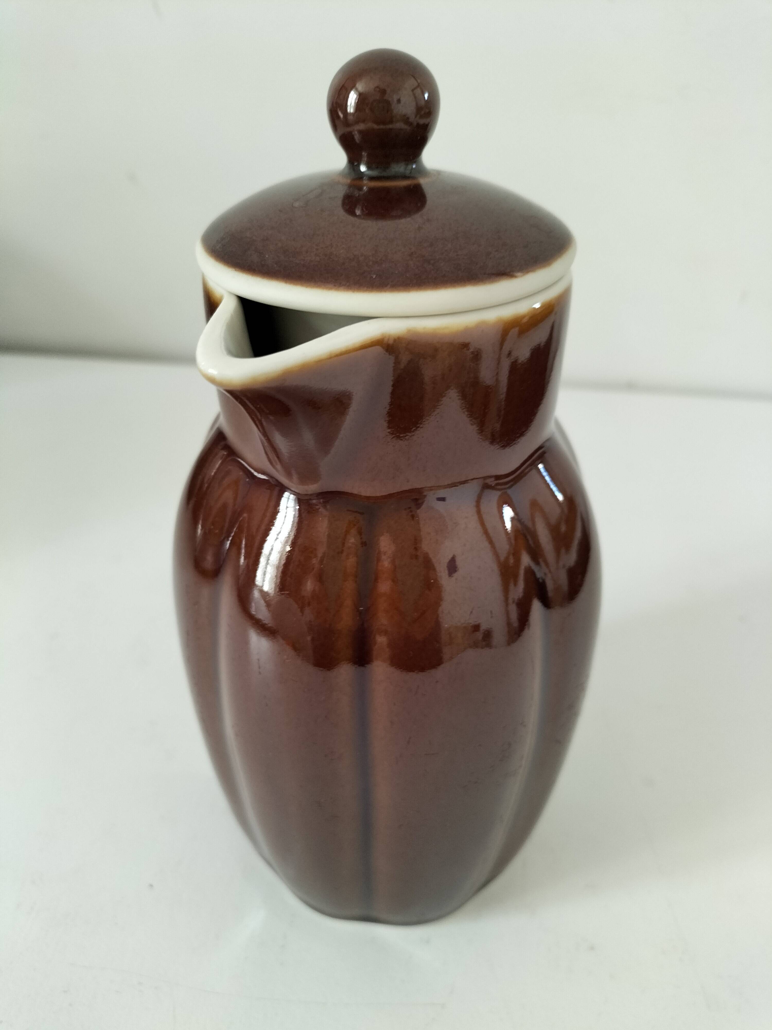 Vintage chocolate glazed stoneware teapot