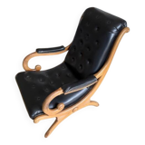 Ancien fauteuil Chesterfield Victoria / vintage / noir