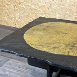60s 70s Brutalist Coffee Table Side Table Slate Top Design