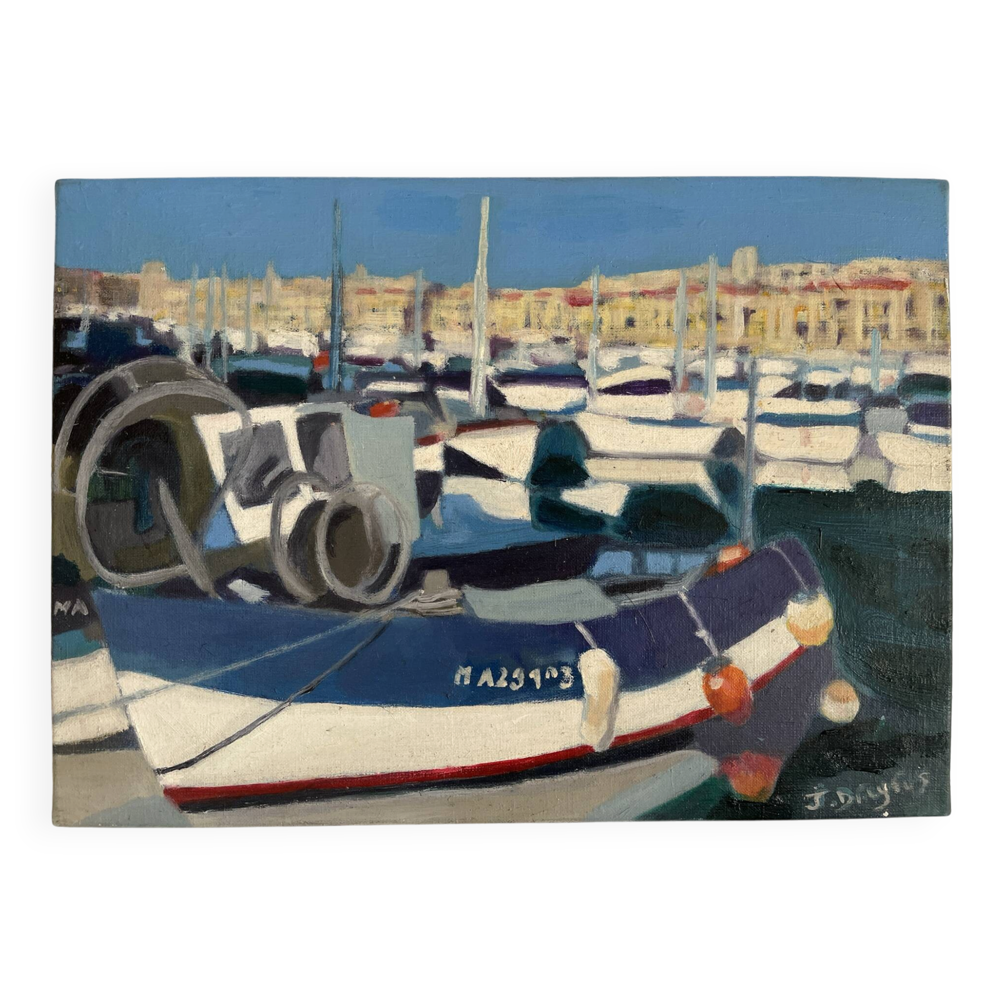 Oil painting - Marseille - Old Port - 2023 - Jerome Dreyfus