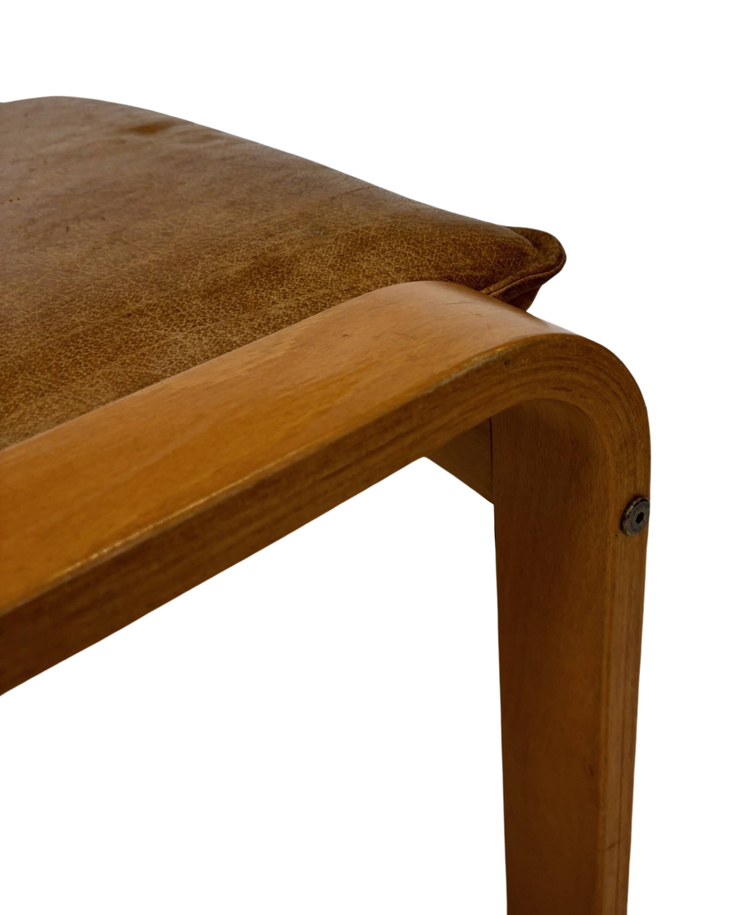 Vintage ikea poang tan cuir cantilever repose-pieds ottoman design