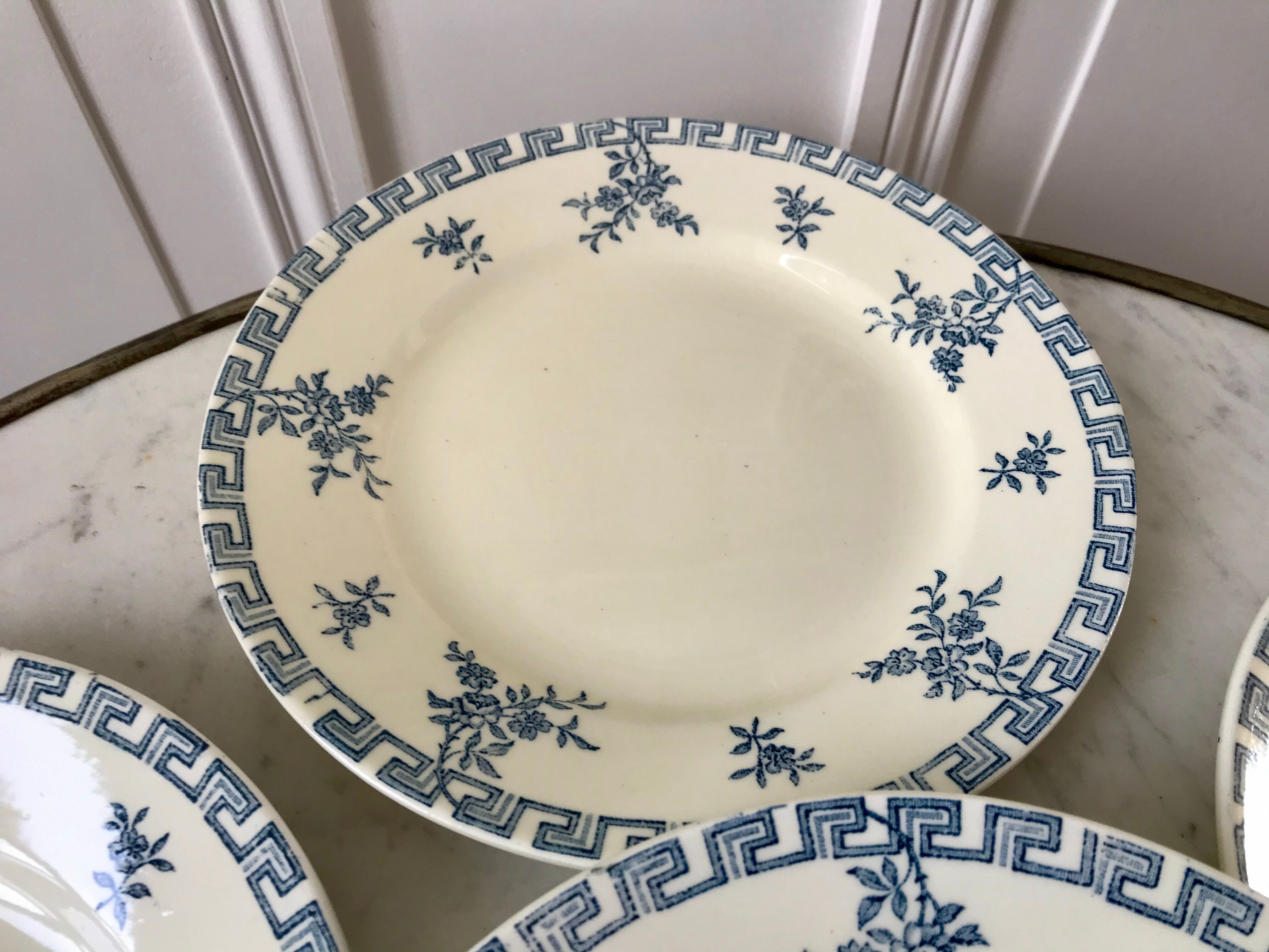 set of 6 dessert plates Terre de Fer St Amand model "Athens" XXth