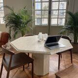 Octagonal travertine table