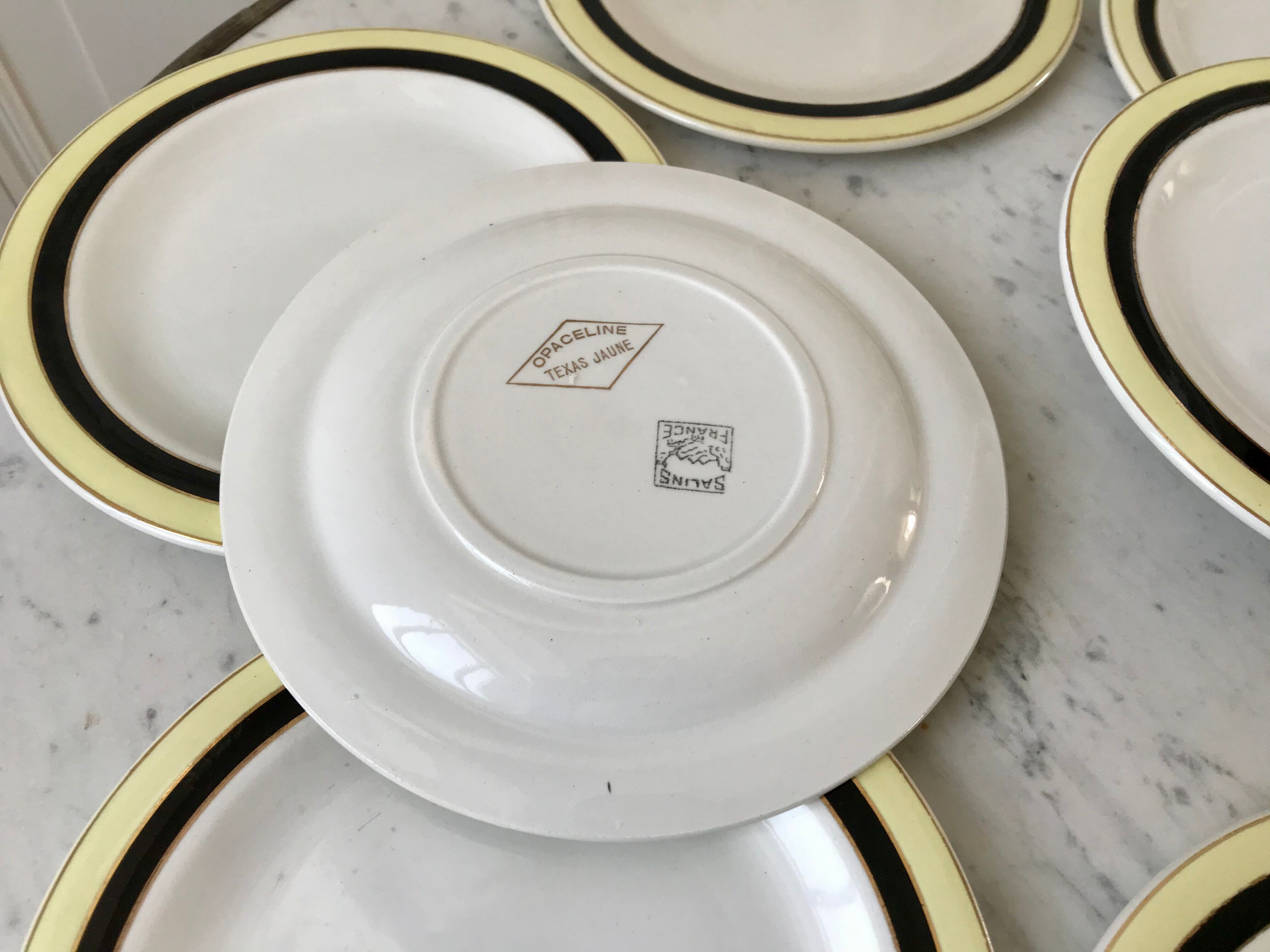 Set of 9 dessert plates salins "texas" 50s