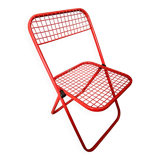 Chaise pliante en métal rouge