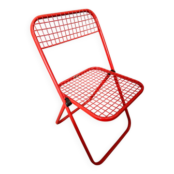 Red metal folding chair