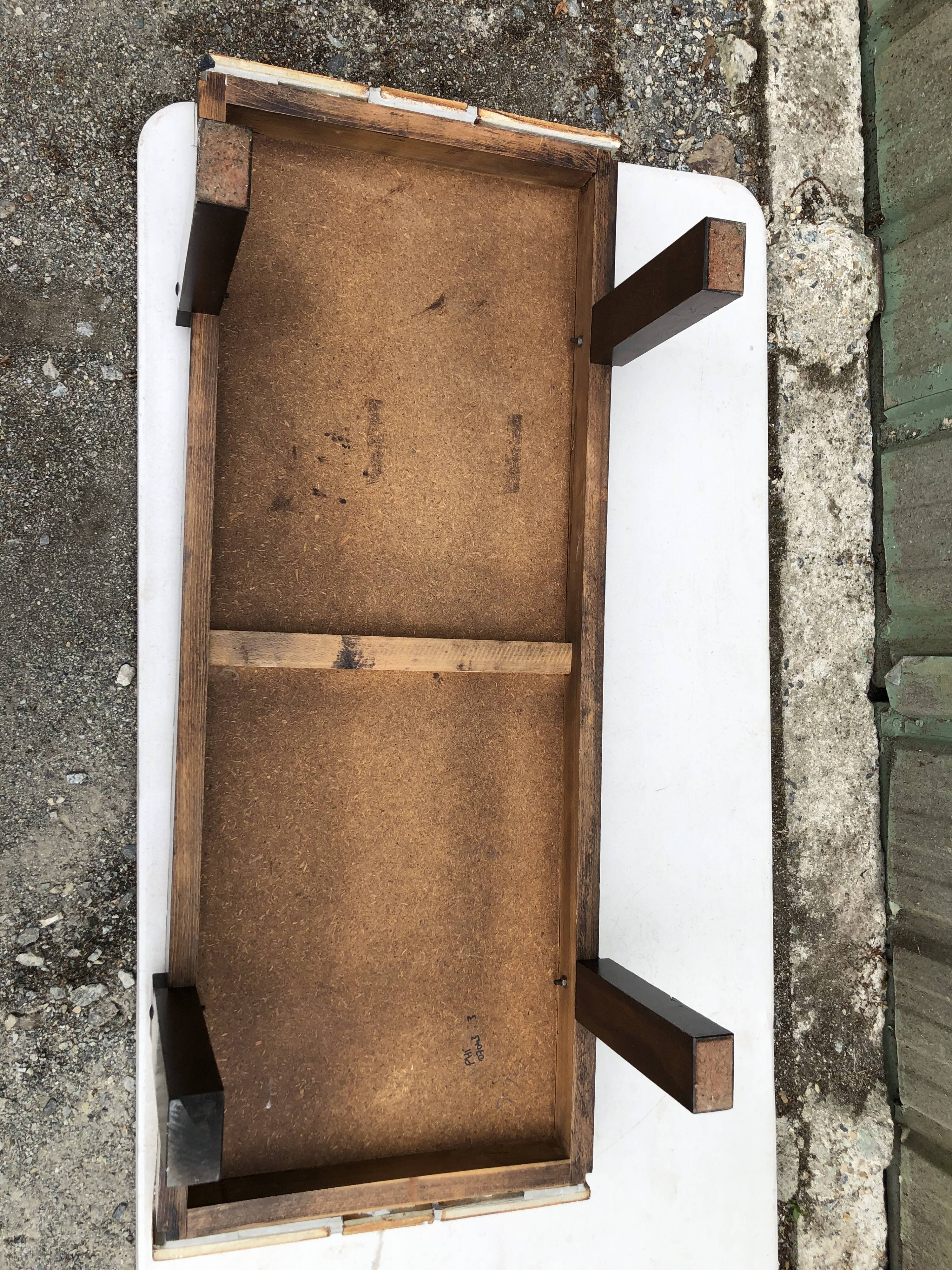 Vintage ceramic coffee table with herbarium decorations by Roger Capron, solid beech base.