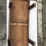 Vintage ceramic coffee table with herbarium decorations by Roger Capron, solid beech base.