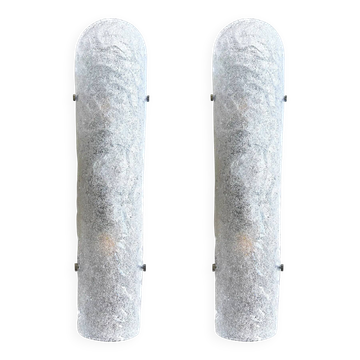 Contemporary Hammered Transparent "Graniglia" Murano Glass Wall Sconces-Set