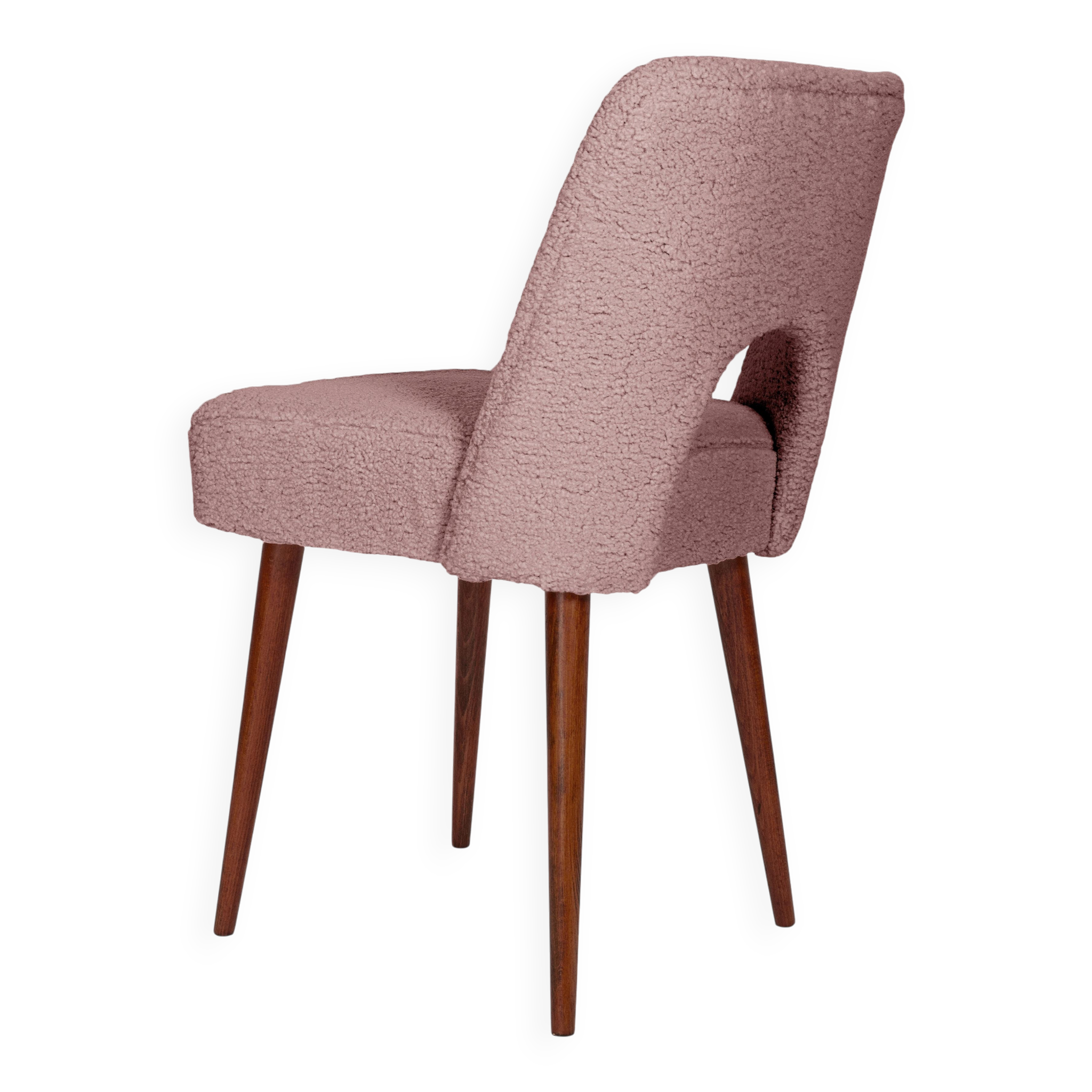 Chaise coquille en bouclé rose, années 1960