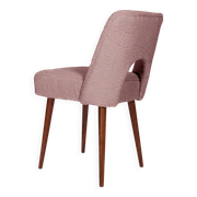 Chaise coquille en bouclé rose, années 1960