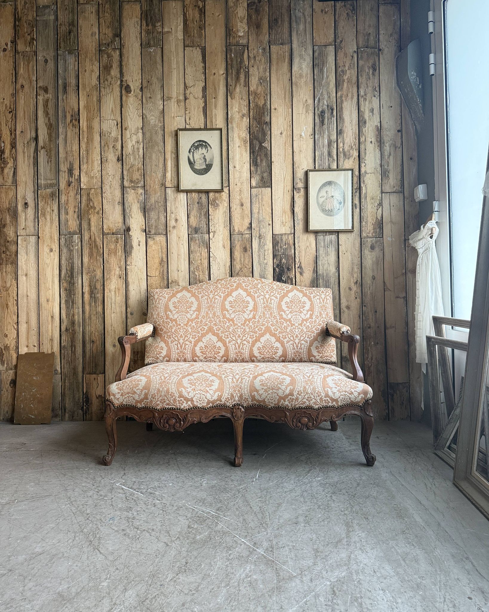Banquette ancienne deux places Louis XV
