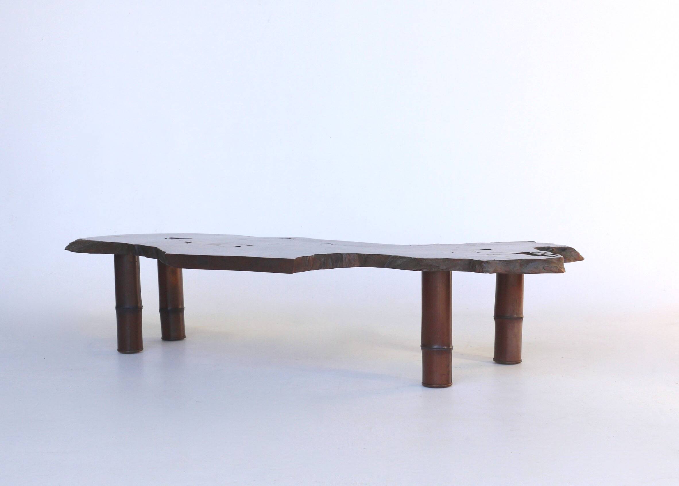 Japanese Showa Period Bamboo and Elm wood Coffee Table, 1960s