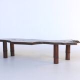 Japanese Showa Period Bamboo and Elm wood Coffee Table, 1960s