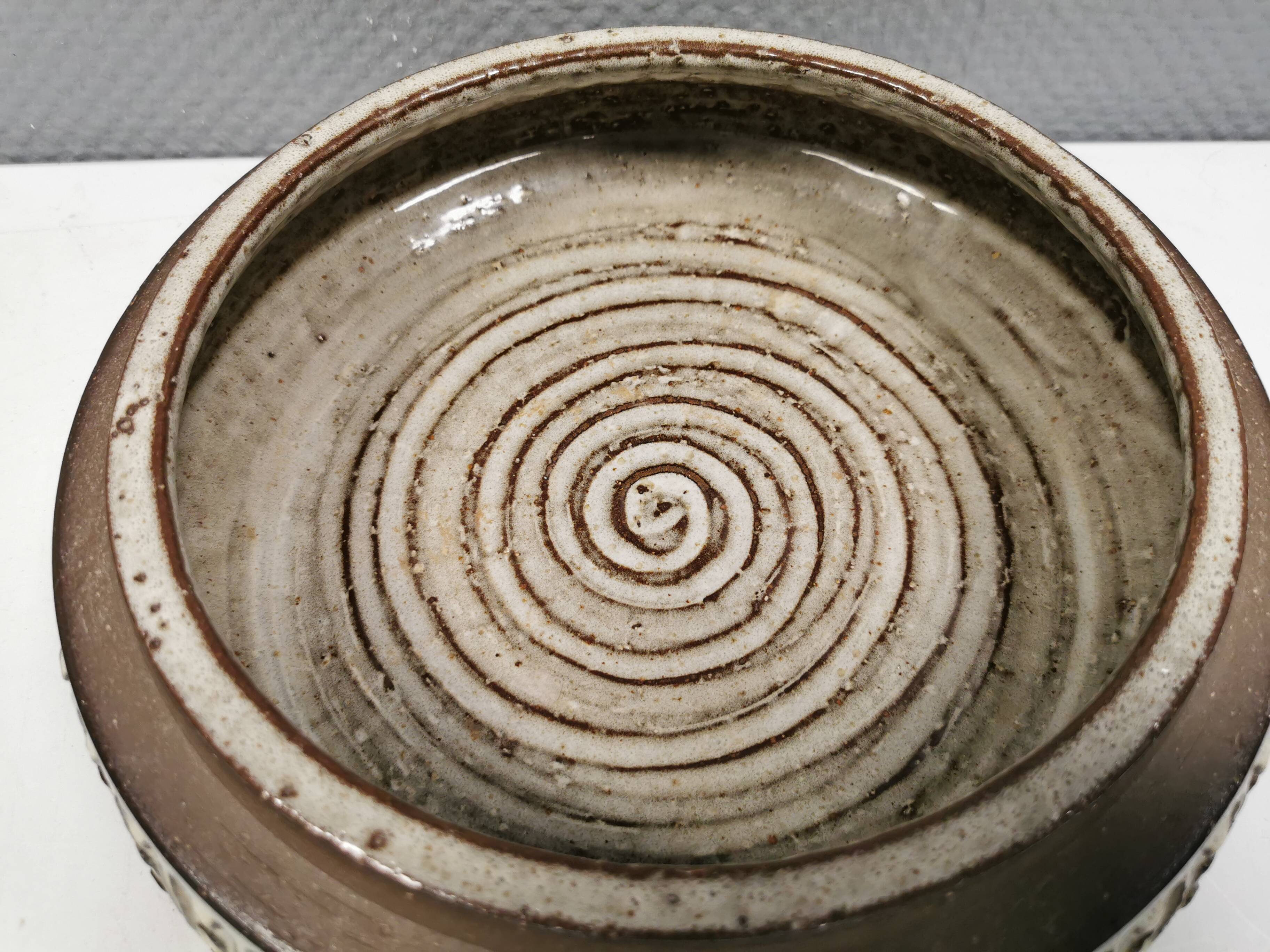 Large dish from Danish Michael Andersen 1970-80s. Stamped (The three fish)