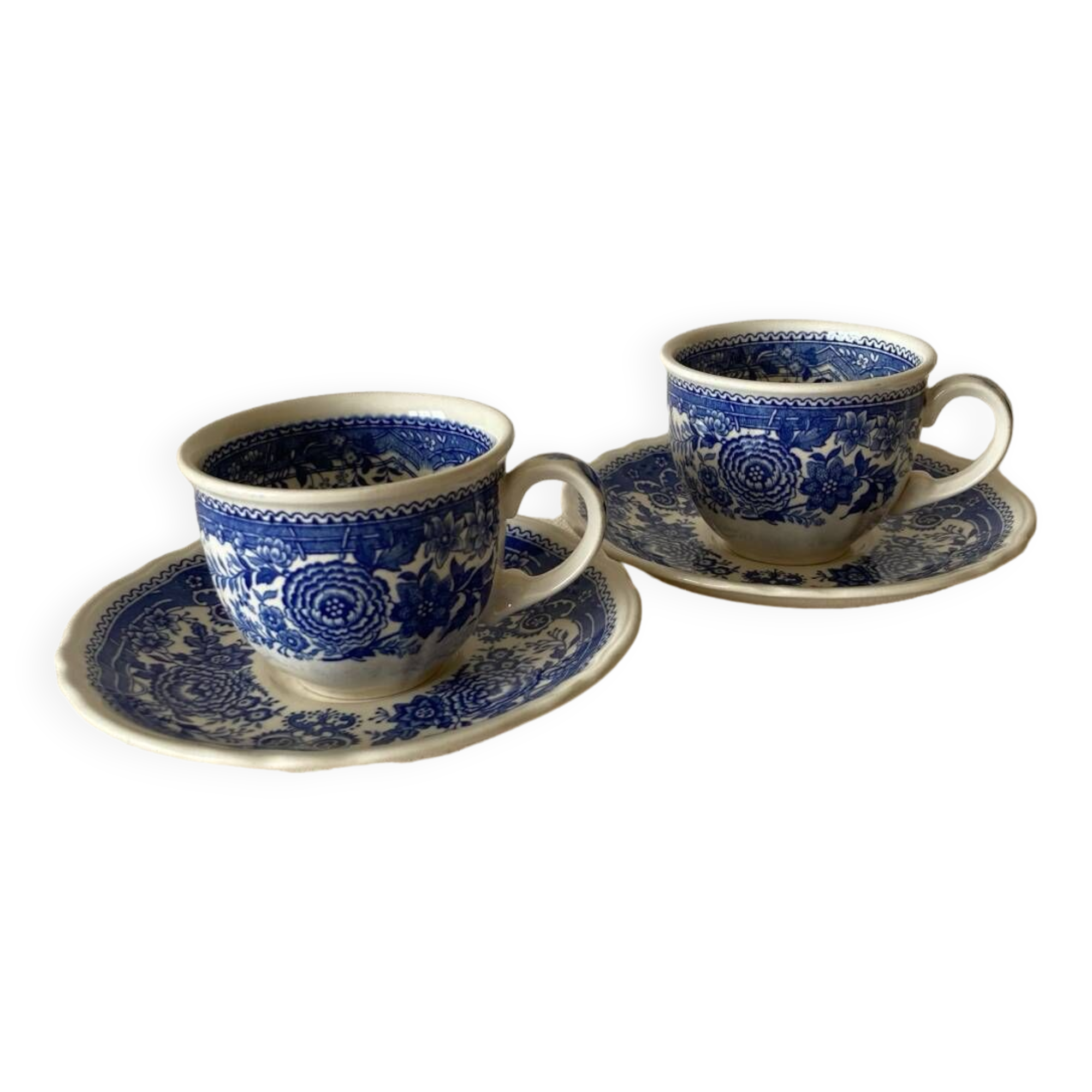 Villeroy and Boch Burgenland blue coffee cups and saucers