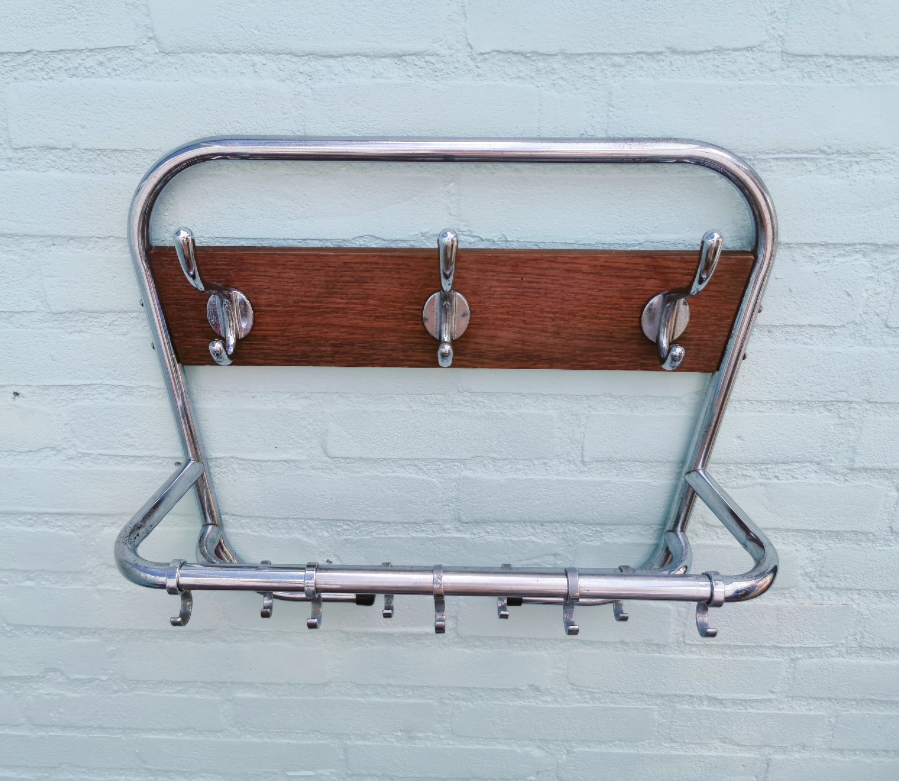 Vintage metal wall coat rack from the seventies
