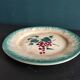 French antique barbotine plate decorated with stencil of grapes, faience de Castres