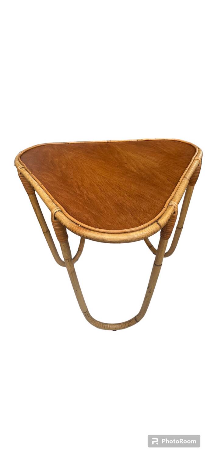 Small banbou tripod table from the 70s