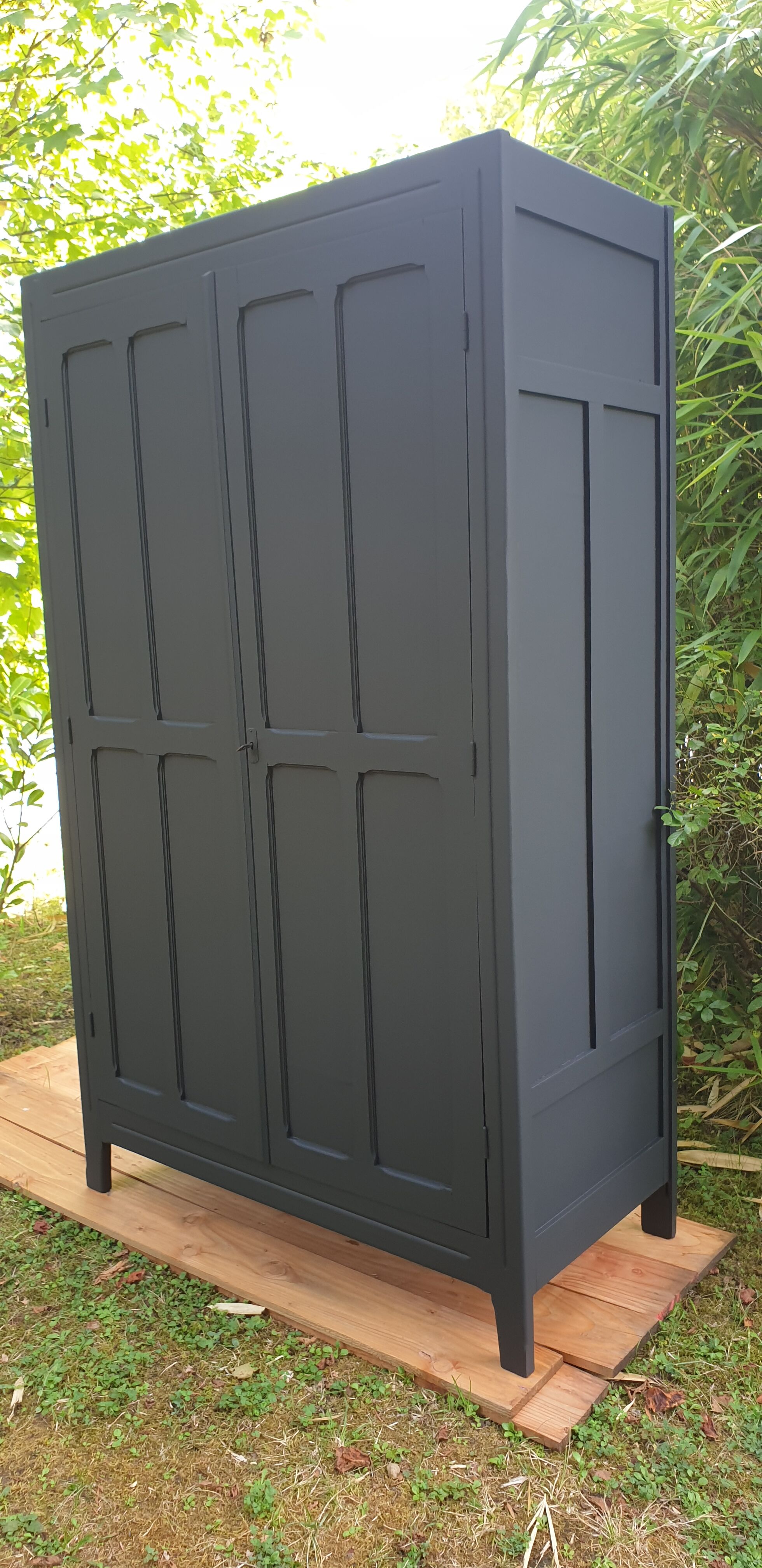 Black parisian wardrobe made of solid wood