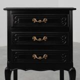 Commode de style Louis XV en chêne laqué noir, France, années 1950