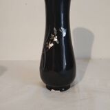 Small vase in black lacquered wood with pearl pattern