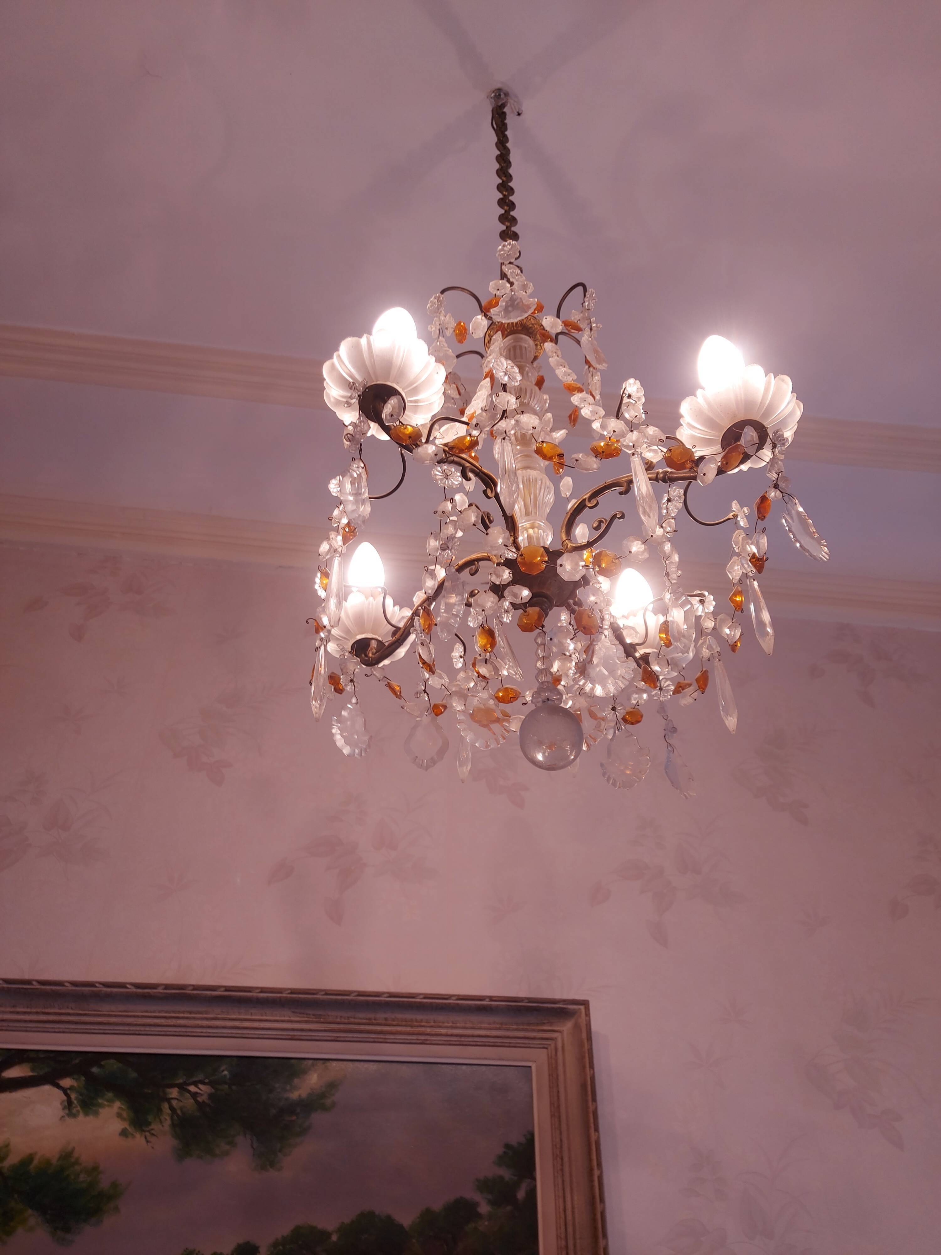Chandelier to, colored crystal tassels