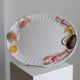 XL White Ceramic Oval Seafood Plate, 1980s Japan, Hand-Painted Relief, Vintage Decor