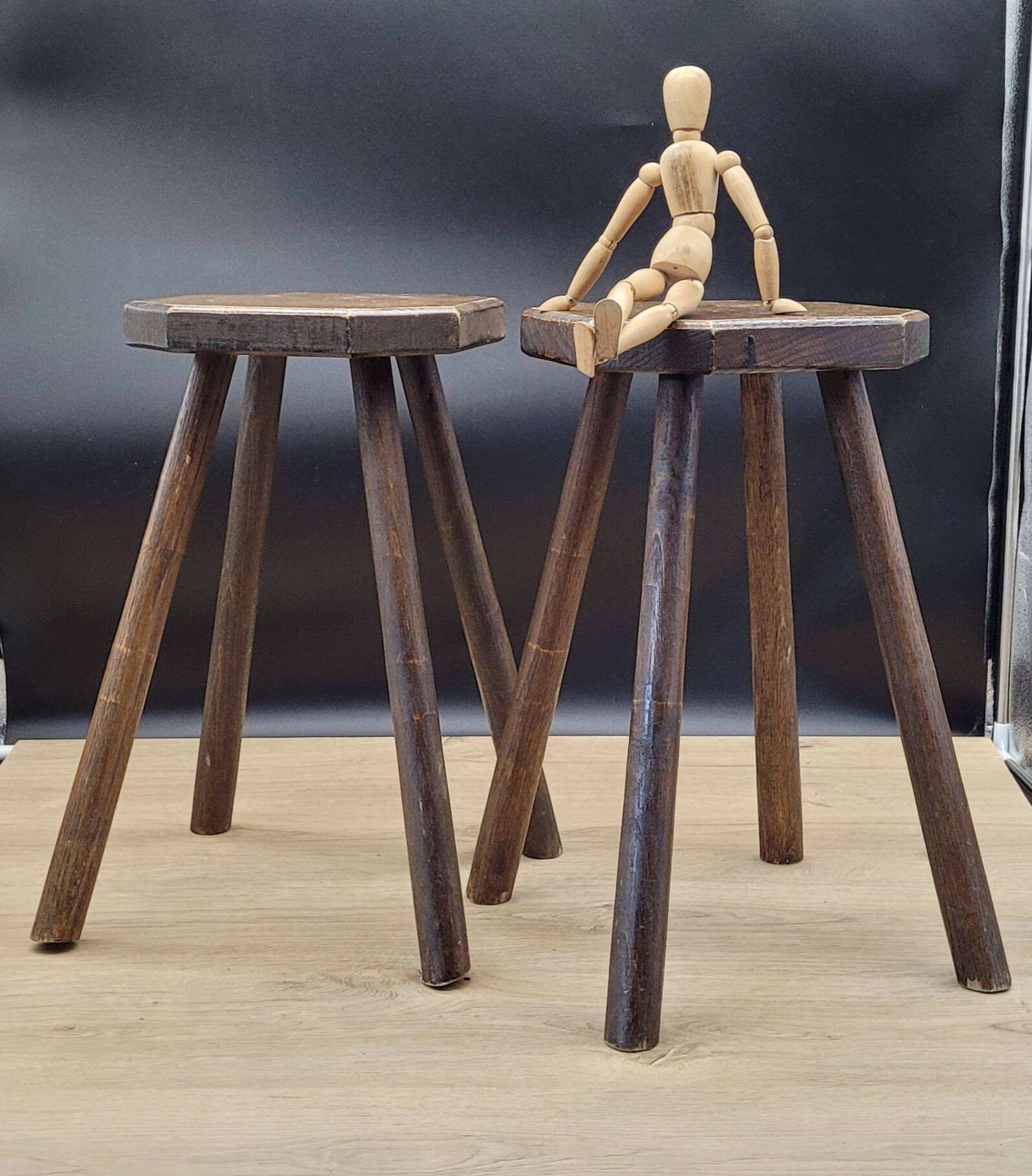 Pair of low solid stools
