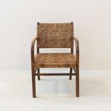 Wooden and rope bridge armchair, 1960