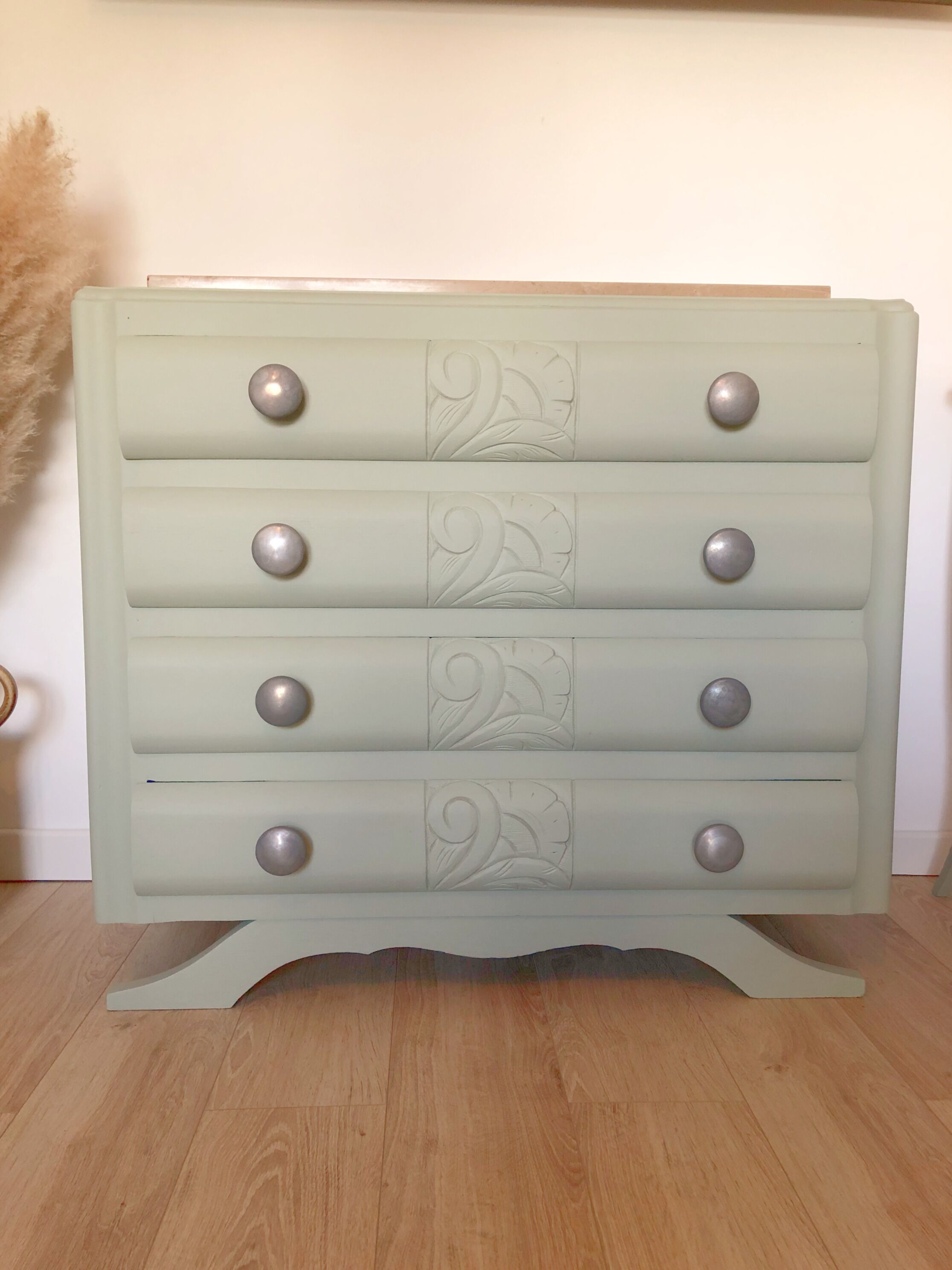 Commode Art Déco couleur vert fumé