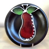 Six black glazed ceramic dessert plates