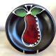 Six black glazed ceramic dessert plates